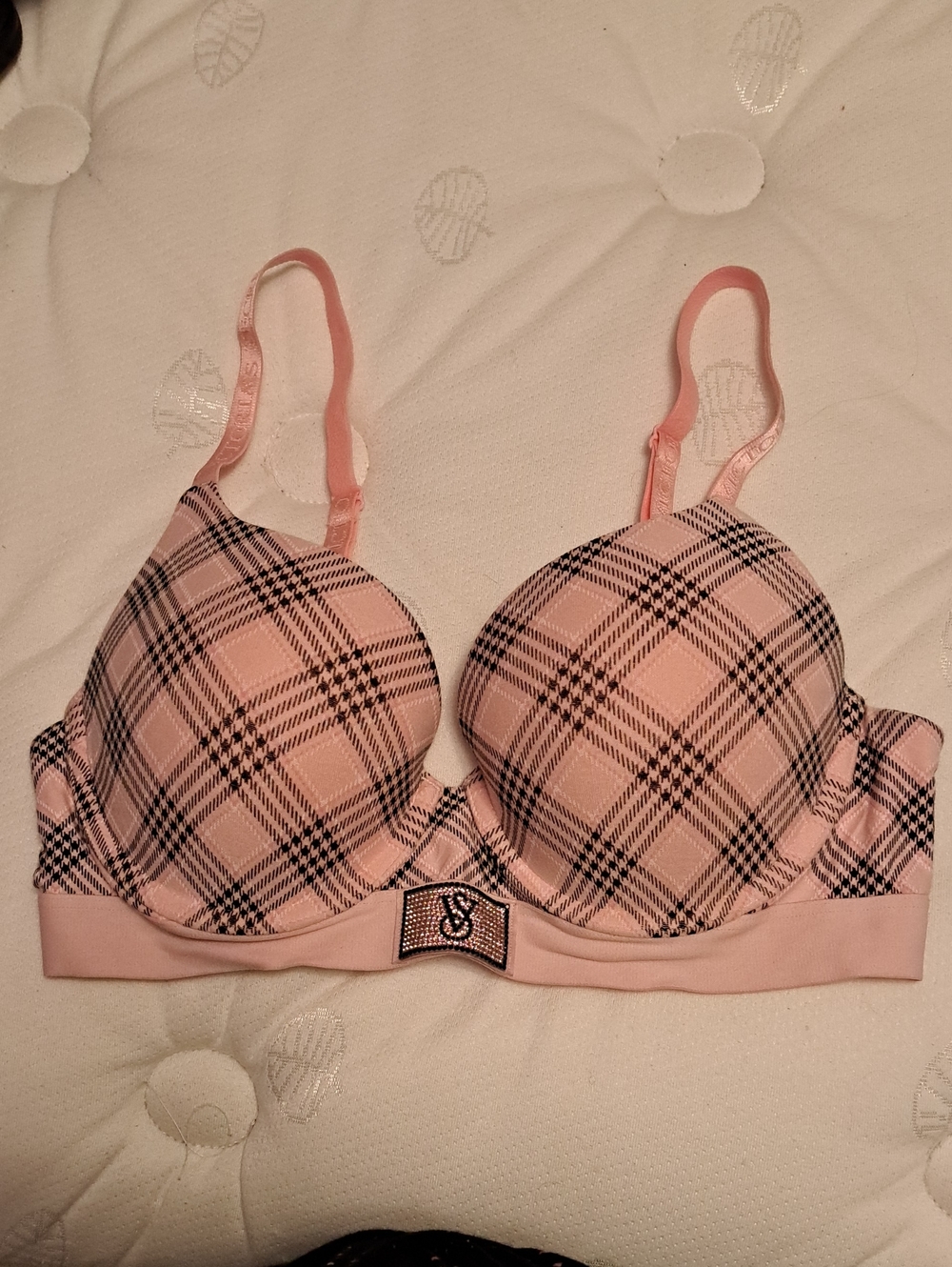 Victoria's Secret Pink Plaid T-Shirt Push-Up Bra NWOT Size 36C